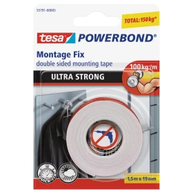 Ragasztószalag kétoldalas, rögzítószalag ultra erős 19mmX1,5m PowerBond Tesa